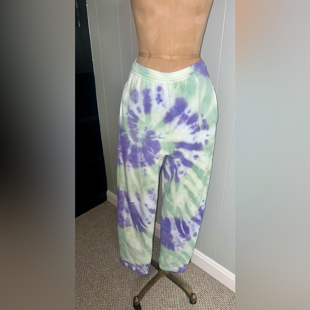 Light Green & Purple Tie-Dye Sweatpants